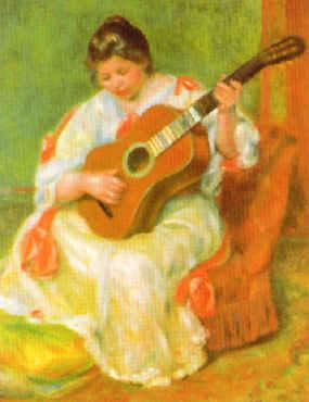 Pierre Renoir Woman with Guitar oil painting image